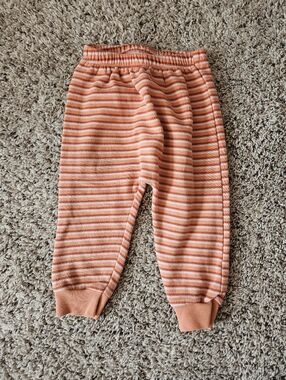 Kids Orange Striped Cotton Jogger Bottoms
